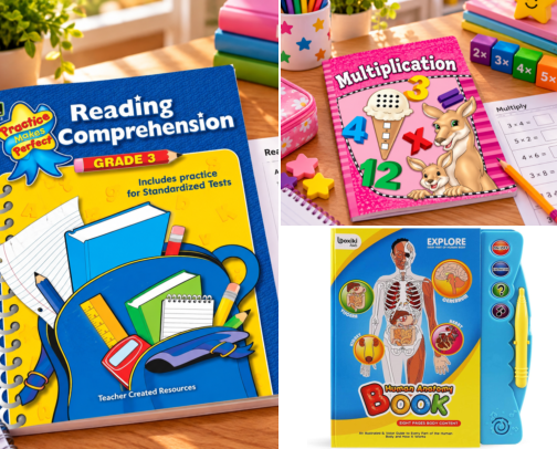 Educational Enrichment for Kids | Math, Reading & Writing Practice cover photo collage