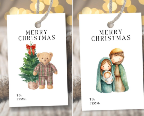 Christmas Gift Tags 2025 – Printable Holiday Labels (PDF + PNG) cover photo collage