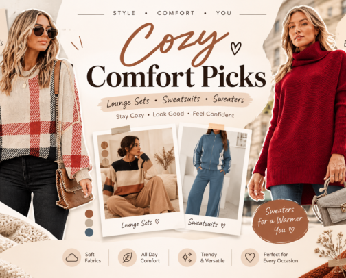 My Cozy Women’s Fashion Picks – Lounge Sets & Sweaters cover photo collage