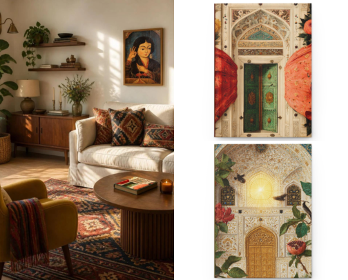 A Sunlit Living Room Around a Persian Miniature Portrait cover photo collage