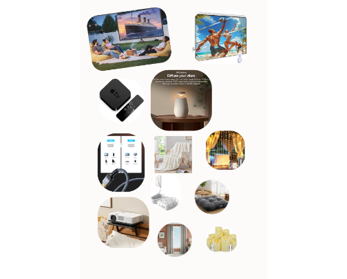 Movie Night at Home Setup (Cozy Projector Night Essentials) cover photo collage