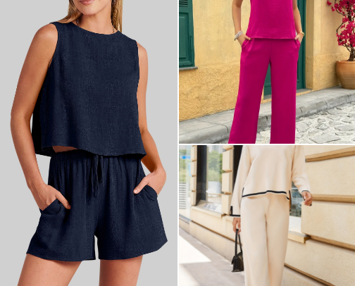 "I love these tops and bottoms. They look comfy to wear." cover photo collage