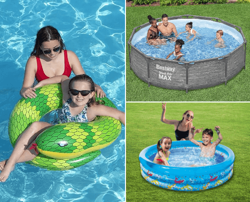 swimming pool at home cover photo collage