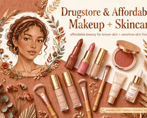 Drugstore & Affordable Makeup + Skincare cover photo collage