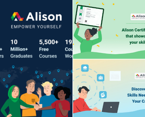 Free Online Courses & Recognized Certificates to Boost Your Career from Home. cover photo collage