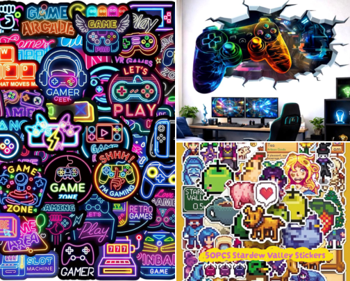 🎮 Gamer Stickers & Decals 💜 Cute Gaming Aesthetic Finds cover photo collage