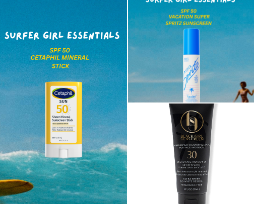 Surfer Girl and Vacation Essentials 2026 🌞 cover photo collage