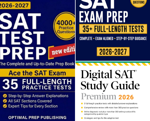 Read Online - SAT Test Prep: The Complete & Up-to-Date Prep Book with Full-Length Practice Tests, Test-Ready Practice Questions & Step-by-Step Explanations to Ace the Digital SAT - updated study picks cover photo collage
