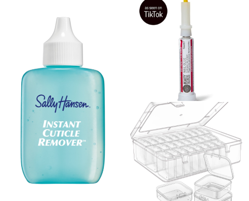 Hot Mess & Hotter Nails 💅🏼 Who says you can’t be bougie on a budget?! I’ve done my nails for years using these & people assume I had them done at a salon. 

They are easy to use & including nail prep I can have my nails done in less than 15 minutes! cover photo collage