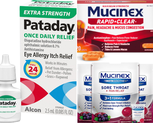 General health products (allergy, cold, pain relief) cover photo collage