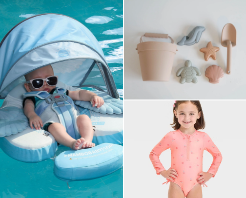 Beach must haves for kids + babies cover photo collage