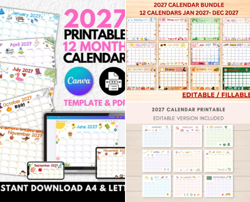Calendar 2027 cover photo collage