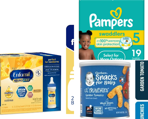 Baby goodies and clothing cover photo collage
