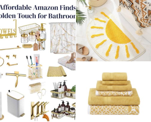 Budget-Friendly Golden Touch for Bathrooms✨ 
Amazon Finds | Toques Dorados Económicos para el Baño ✨ cover photo collage