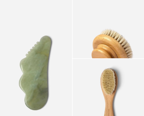 Lymphatic drainage and body care for mature skin. cover photo collage