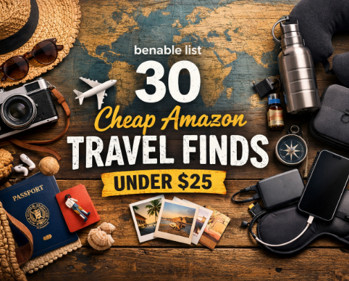 30 Cheap Amazon Travel Finds Under $25 cover photo collage