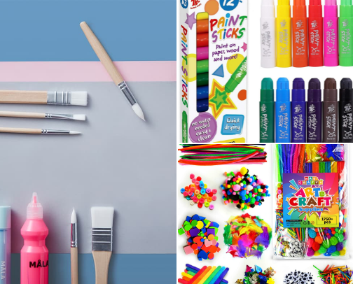 Art supplies for kids cover photo collage