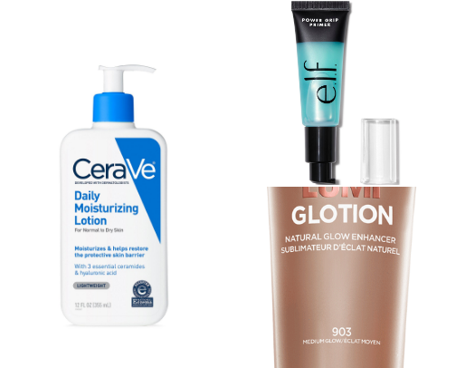 Makeup routine for dry skin/ glowy look cover photo collage