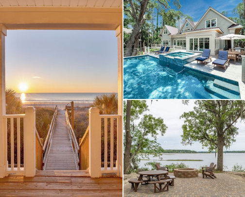 20 Places I'd Stay for My First Trip to South Carolina | VRBO Rentals 🌴 cover photo collage