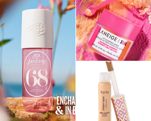 summer beauty must-haves! 🌺🫧 cover photo collage