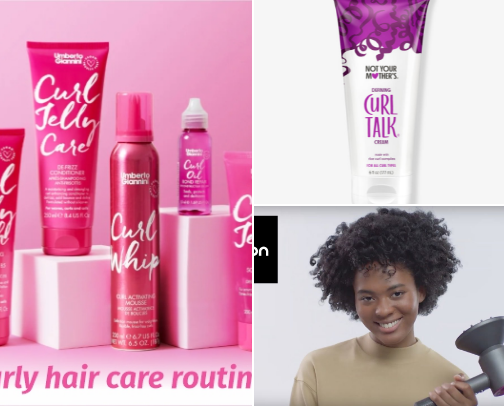 curly/vawe hair products cover photo collage