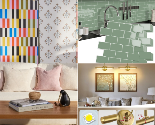 Elevate Your Rental: 7 Must-Have Peel-and-Stick Decor Upgrades💕 cover photo collage