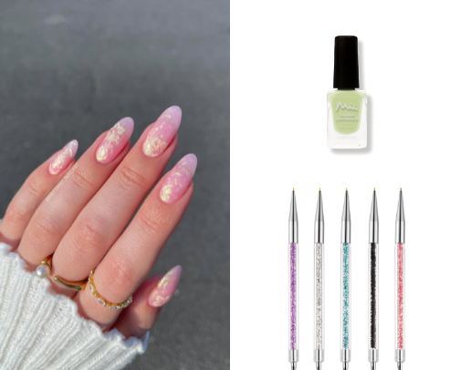🌺🌞 hibiscus swirl nails cover photo collage
