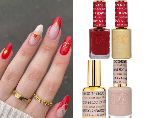 ⚜️❤️ hearts and gold stickers nails cover photo collage