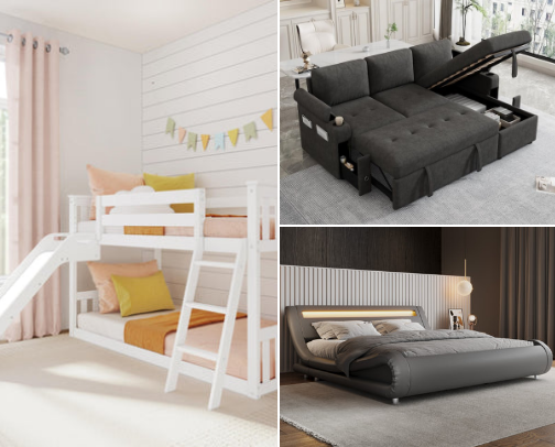 A Unique Collection of Beds For Everyone including Pets. cover photo collage