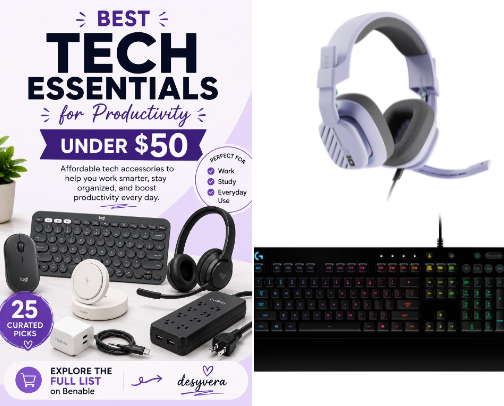 Best Tech Essentials for Productivity Under $50 cover photo collage