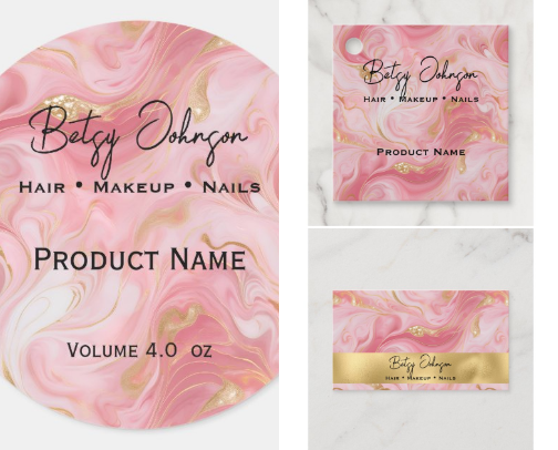 Pink White and Faux Gold Marbled Business Branding Items cover photo collage