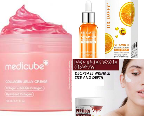 Skin care products cover photo collage
