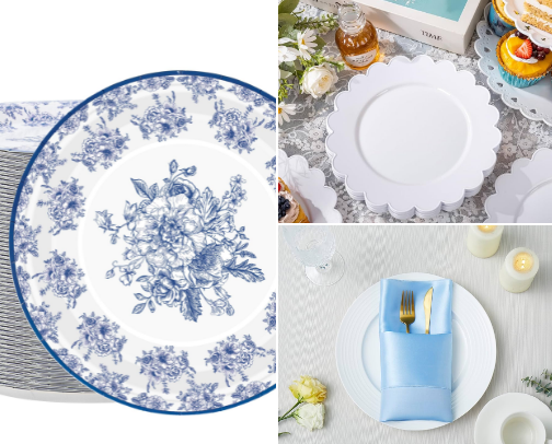 French Blue party table styling cover photo collage