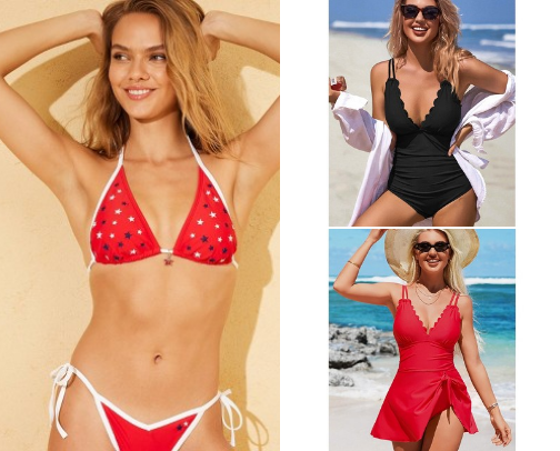 Women’s swim suits cover photo collage