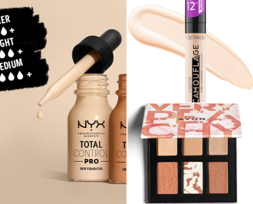 make-up products from drugstores cover photo collage