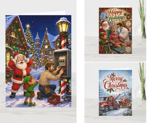 Funny Corporate Holiday Cards & Client Christmas Cards by Industry cover photo collage