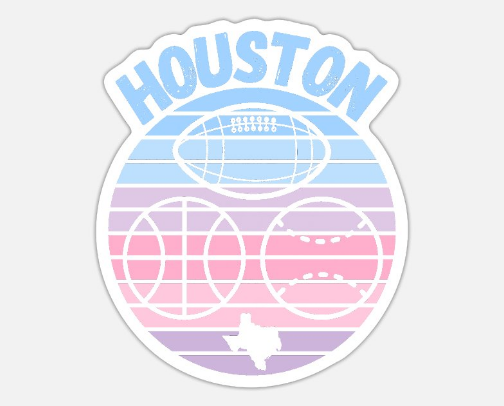 Houston Stickers: Space, Texas Vibe, Vintage Look, and Waterproof Decals cover photo collage