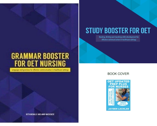 Get Free - Grammar Booster for OET Nursing: Language and grammar for effective communication in healthcare settings exam toolkit cover photo collage