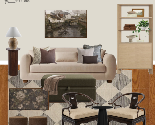 Moody Brown Vintage Style Living Room cover photo collage
