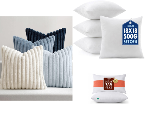 Throw pillows and blankets cover photo collage