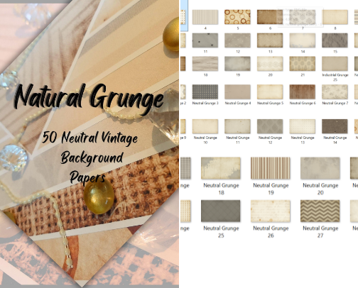 Craftymess - Natural Grunge – 50 Neutral Vintage Backgrounds cover photo collage