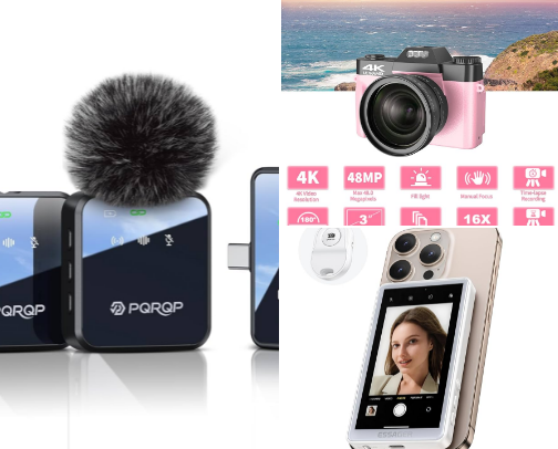 Content creator must have tech and tools cover photo collage