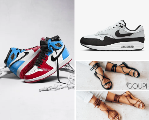 our kind of comfortable footwear + camping essentials cover photo collage