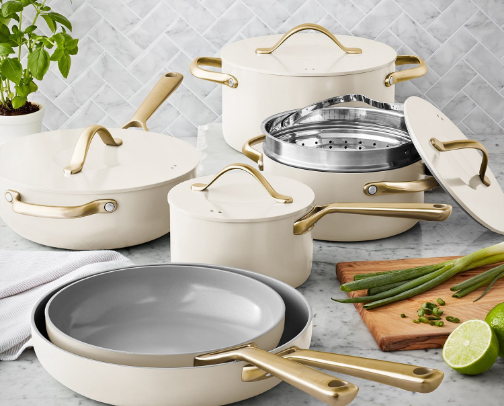 Caraway 11 piece pot set DUPE cover photo collage
