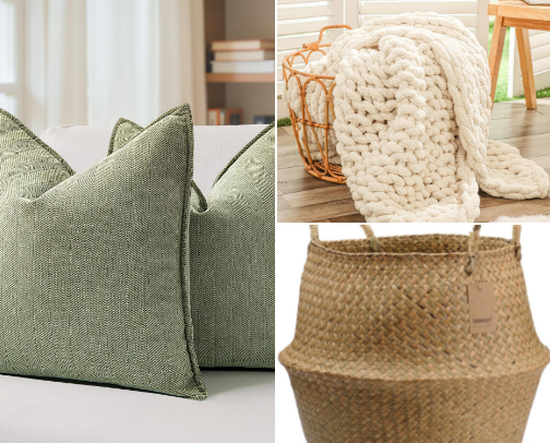 Cozy minimalist living room cover photo collage