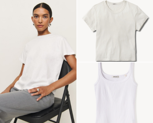 Favorite everyday basics- white tops! cover photo collage
