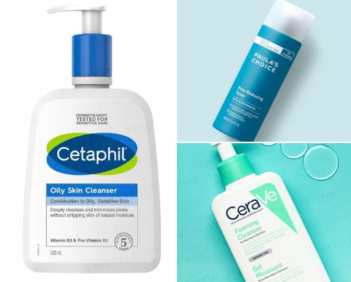 Skincare routine products for oily skin🩷🎀 cover photo collage