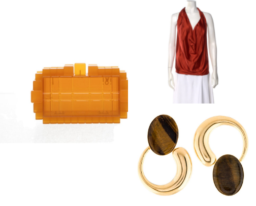 Orange and brown for a summer wedding guest on TRR cover photo collage