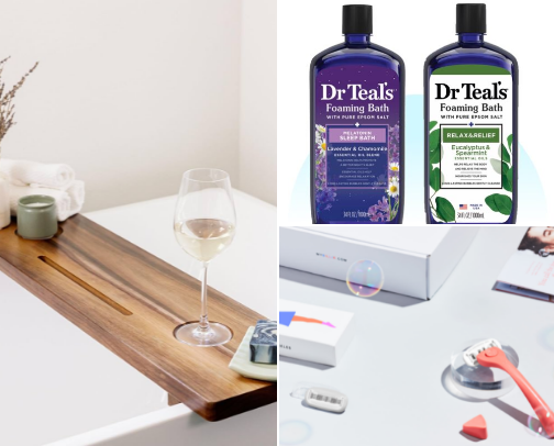 Relaxing bath essentials cover photo collage
