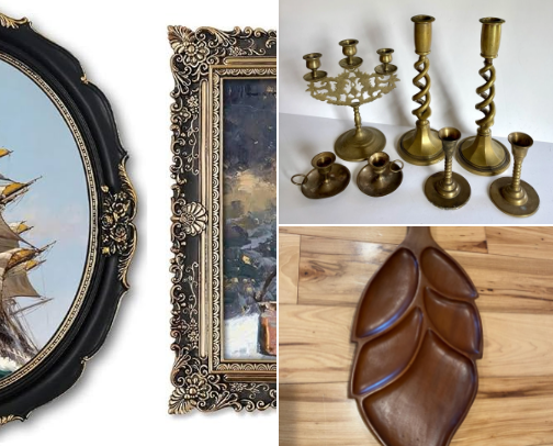 Antique inspired Mother's Day Gifts under $50 for MOMs who like Thrifting. cover photo collage
